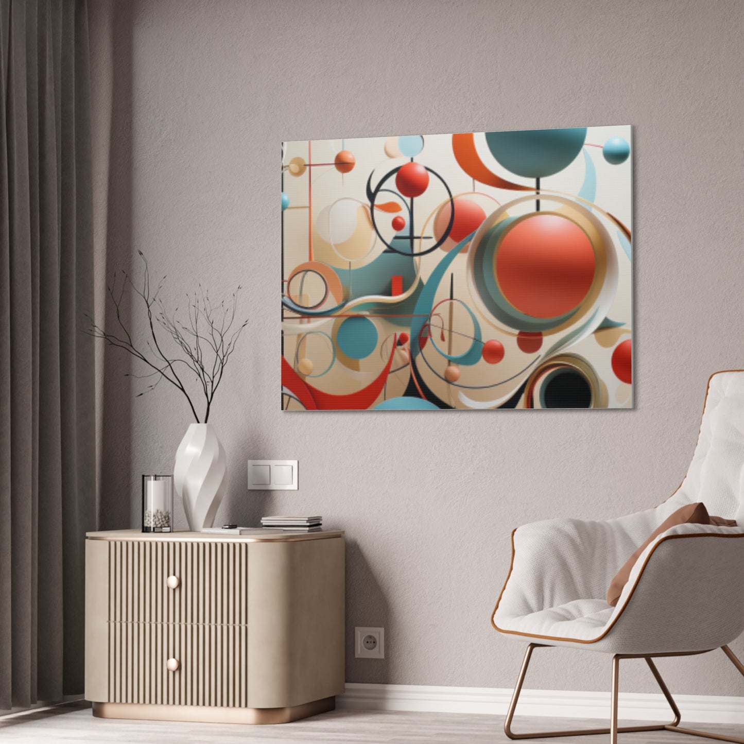 Harmony in Cyan and Peach- Graphic Print