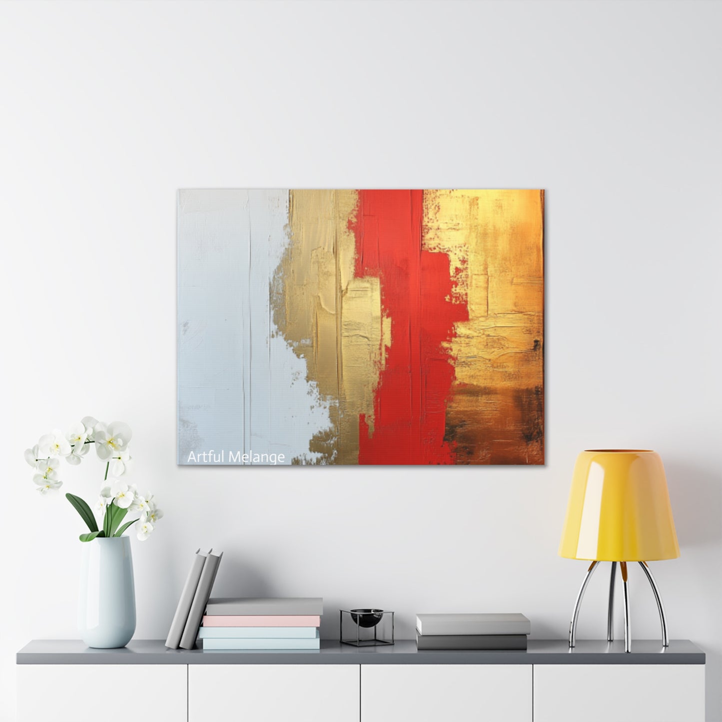 Acrylic Abstract Canvas Print - Homage to the Divine Nine/Red White and Gold 2