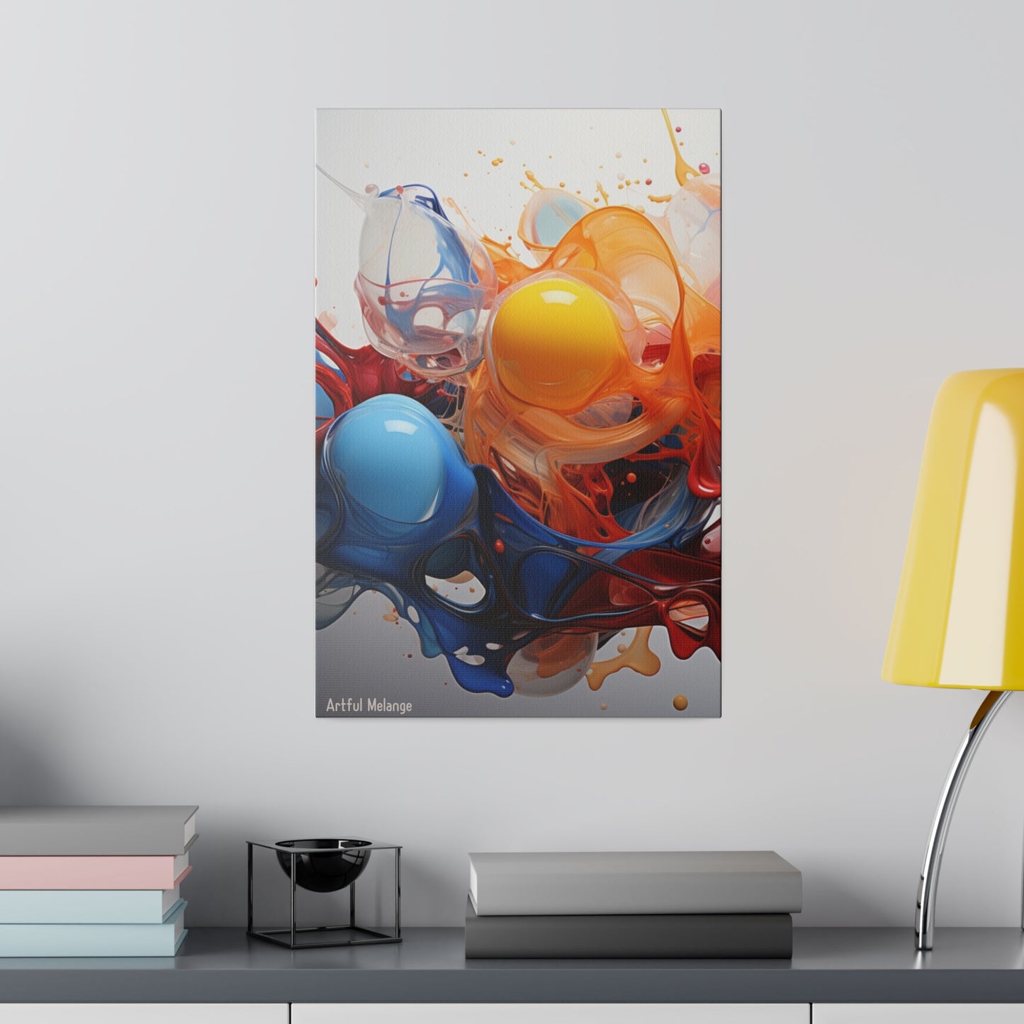 Colorful Balloon-Inspired Matt Canvas Print with Sweeping Acrylic Brush Strokes