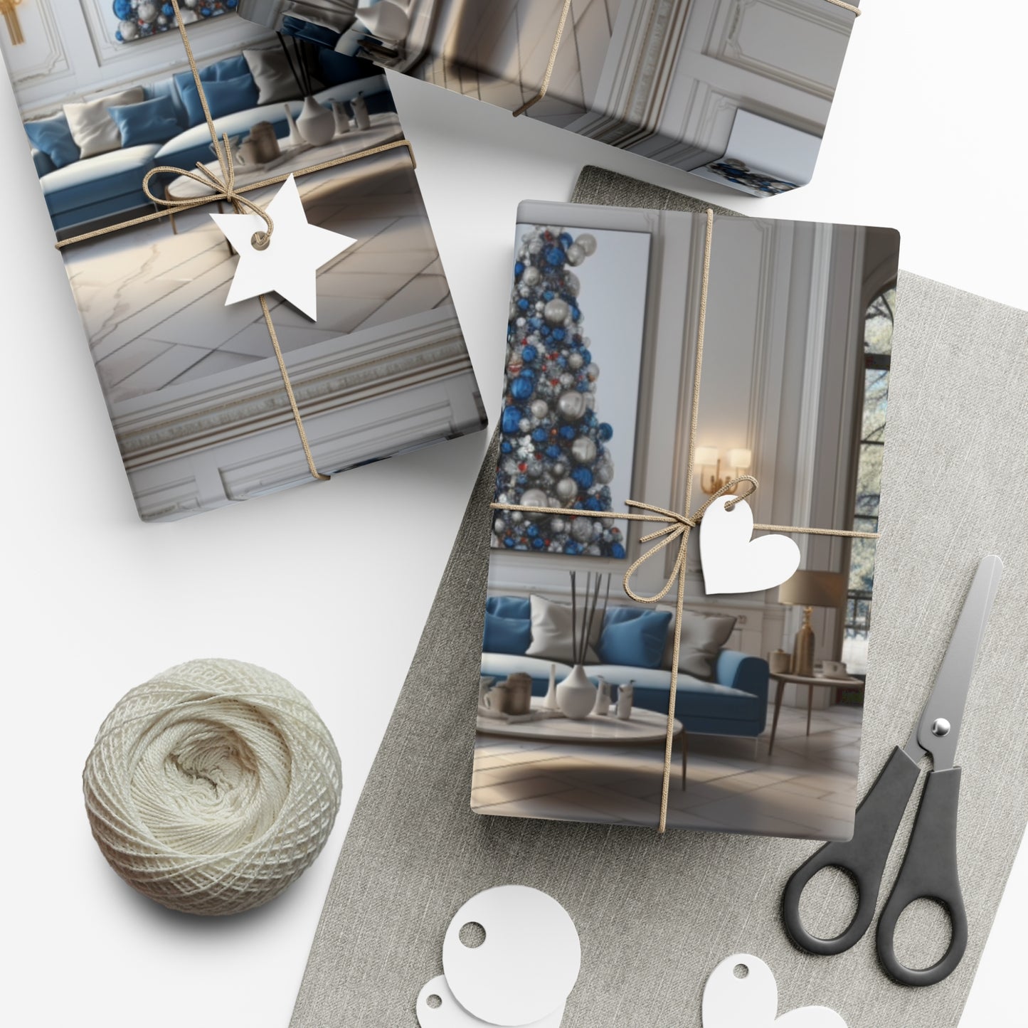 Elegant Blue Holiday Wrapping Paper Collection – Elevate Your Gifts with Sophisticated Style