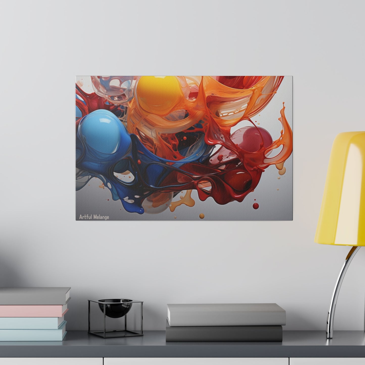 Colorful Balloon-Inspired Matt Canvas Print with Sweeping Acrylic Brush Strokes