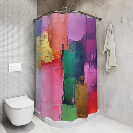 Canvas Cascade: Abstract Acrylic Art Shower Curtain Collection