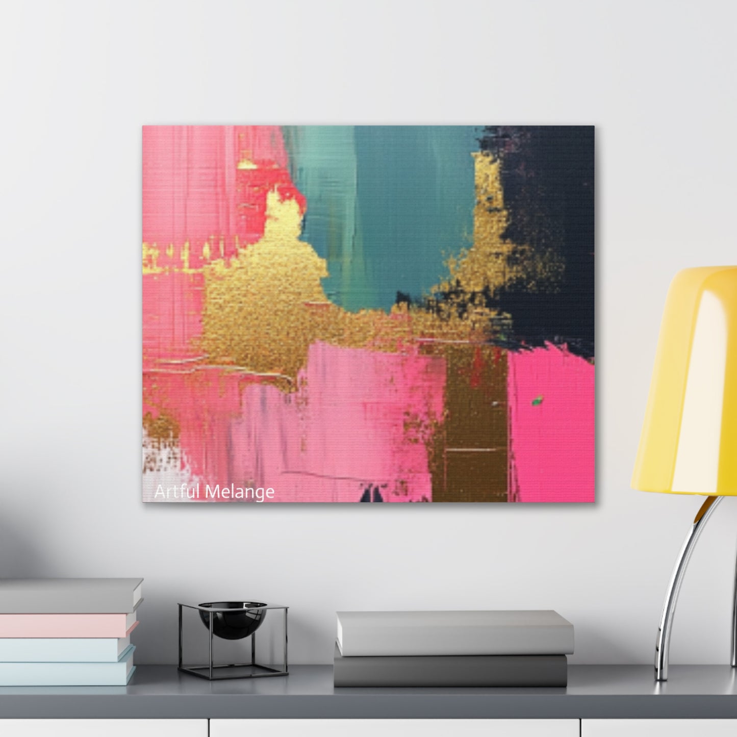 Acrylic Abstract Canvas Print - Homage to the Divine Nine/Pink Green Black and Gold 5