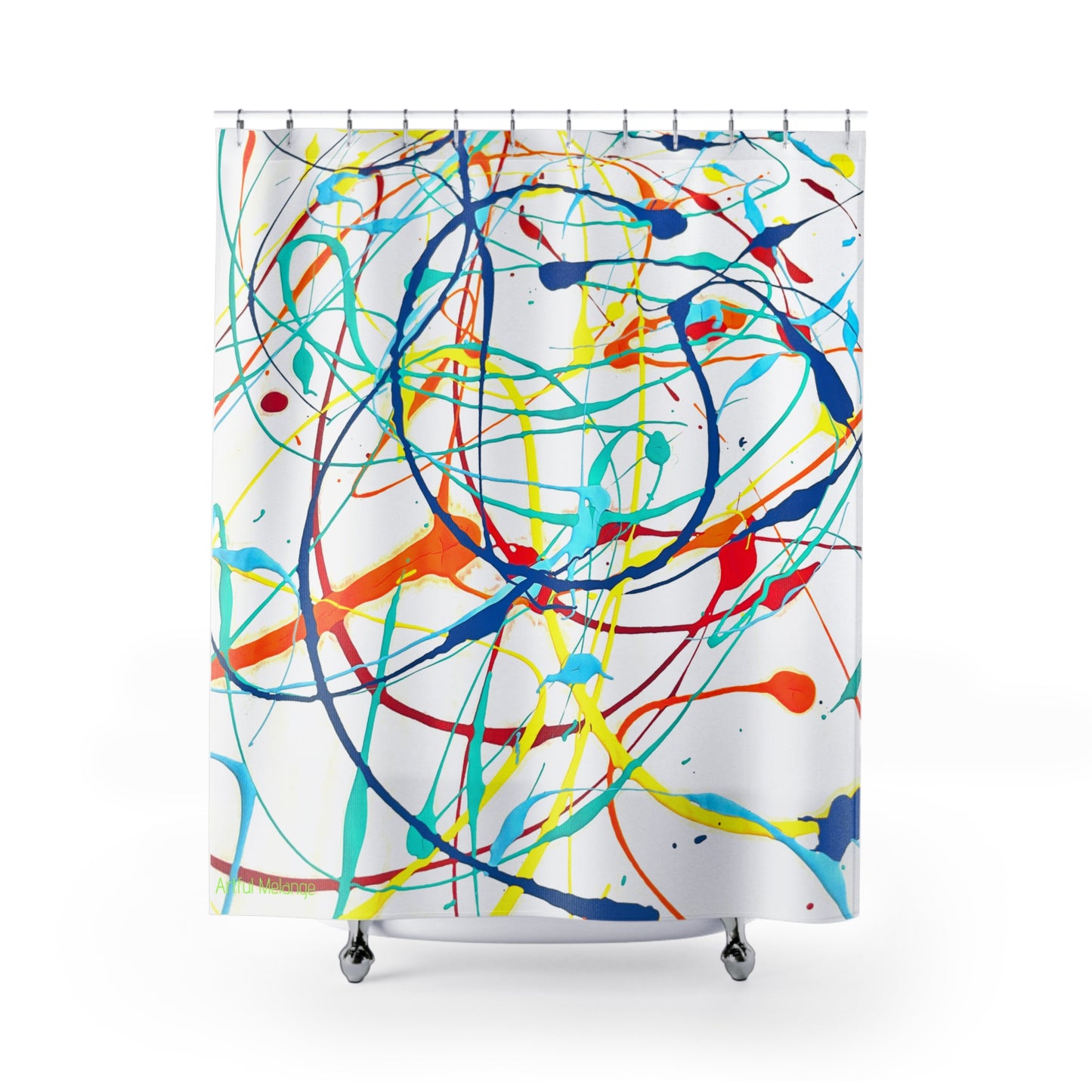 Canvas Cascade: Abstract Acrylic Art Shower Curtain Collection