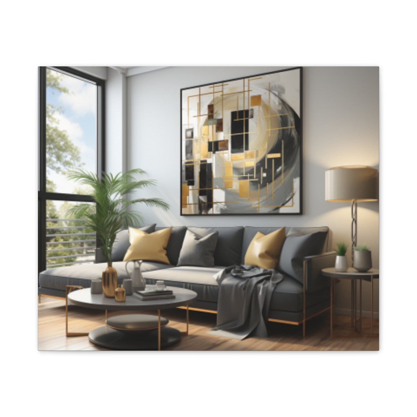 Gold and Black Elegance: A Symphony of Sophistication Canvas Print