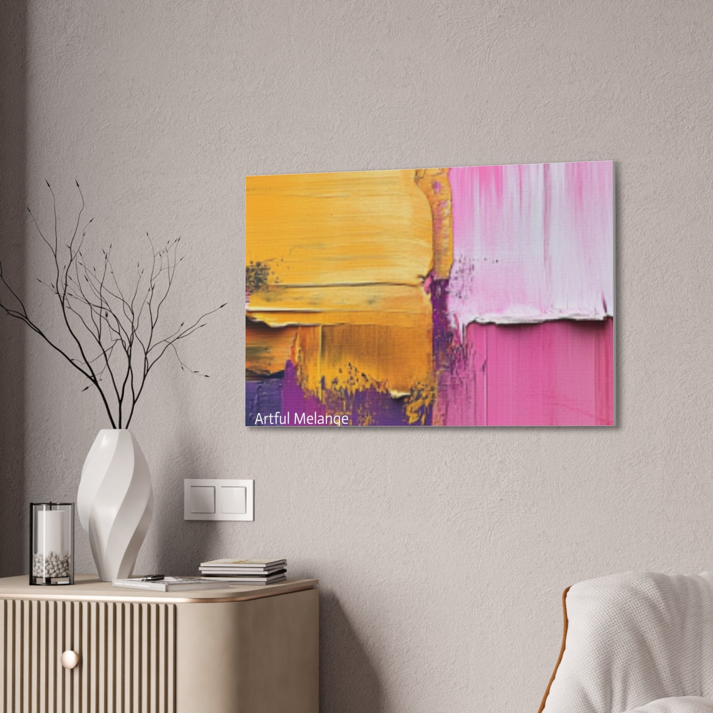 Acrylic Abstract Canvas Print - Homage to the Divine Nine/Gold Purple Pink and Green 5