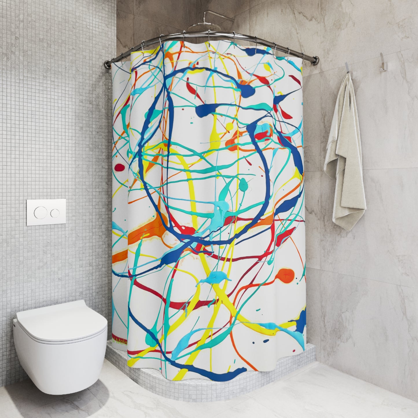 Canvas Cascade: Abstract Acrylic Art Shower Curtain Collection