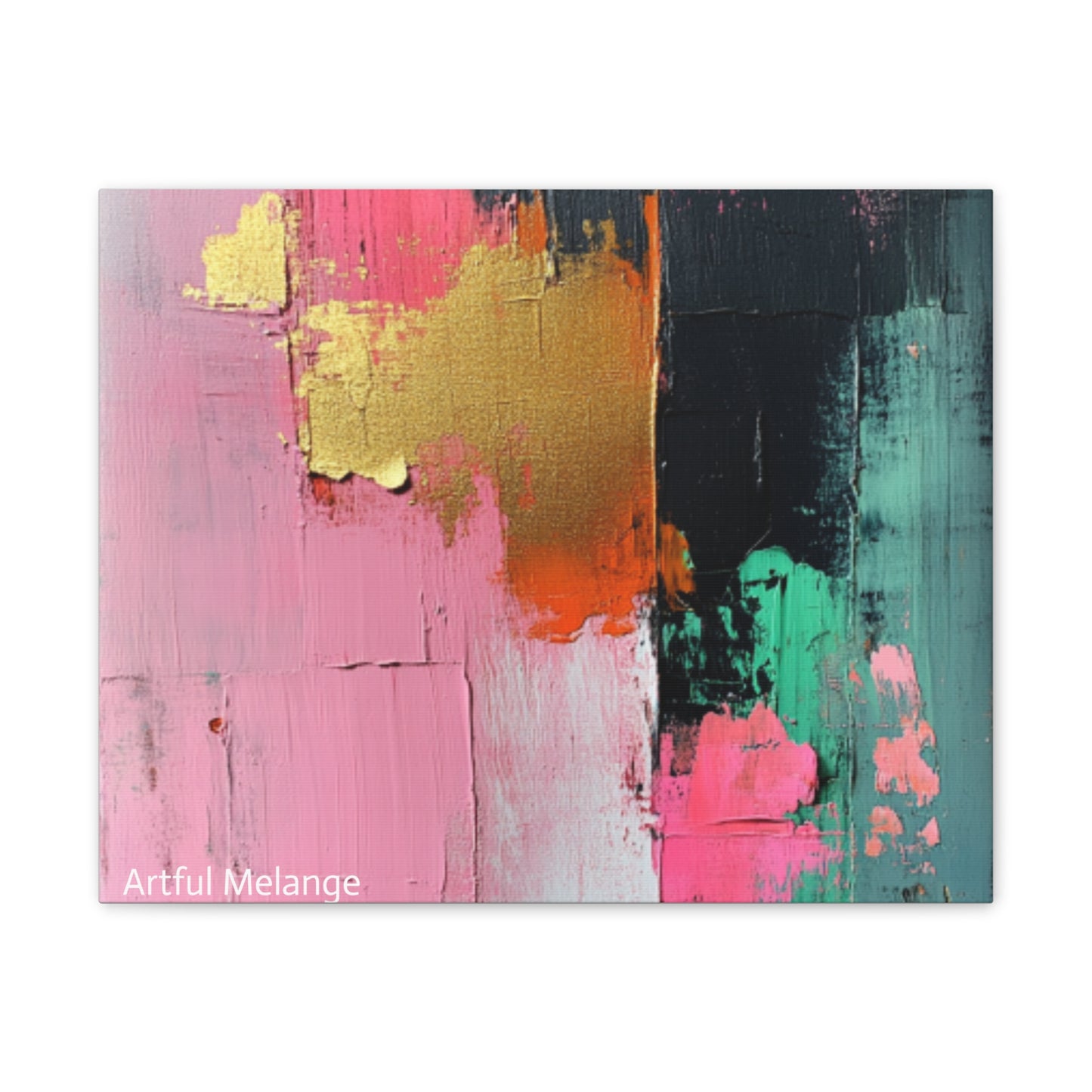 Acrylic Abstract Canvas Print - Homage to the Divine Nine/Pink Green Black and Gold 7