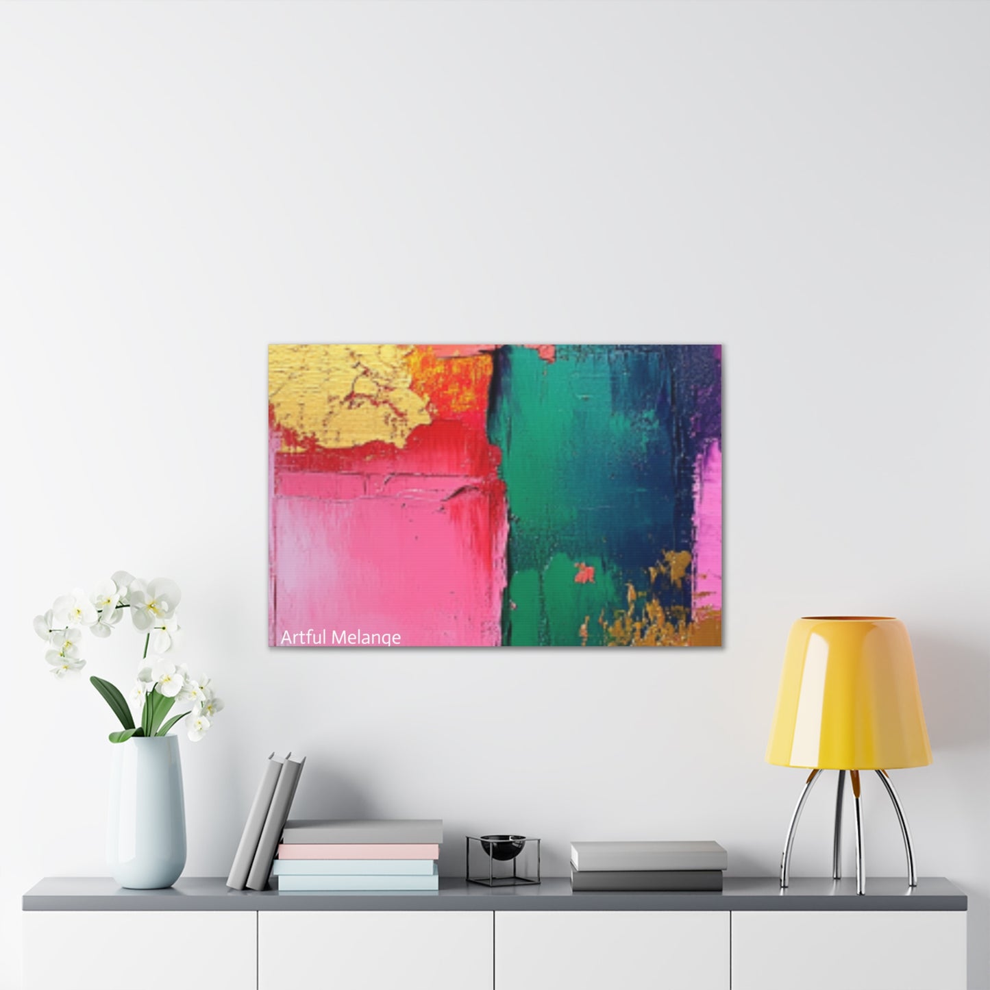 Acrylic Abstract Canvas Print - Homage to the Divine Nine/Pink Green Purple and Gold 1