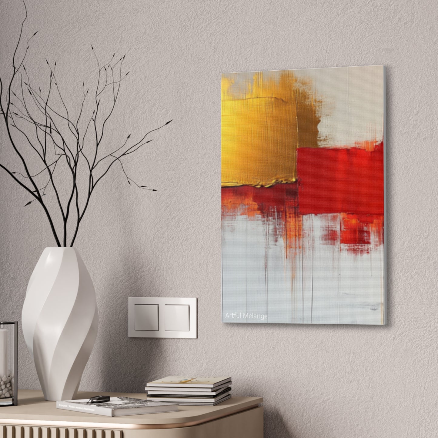 Acrylic Abstract Canvas Print - Homage to the Divine Nine/Red White and Gold 9