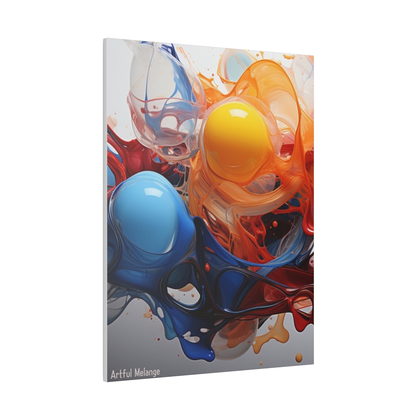 Colorful Balloon-Inspired Matt Canvas Print with Sweeping Acrylic Brush Strokes