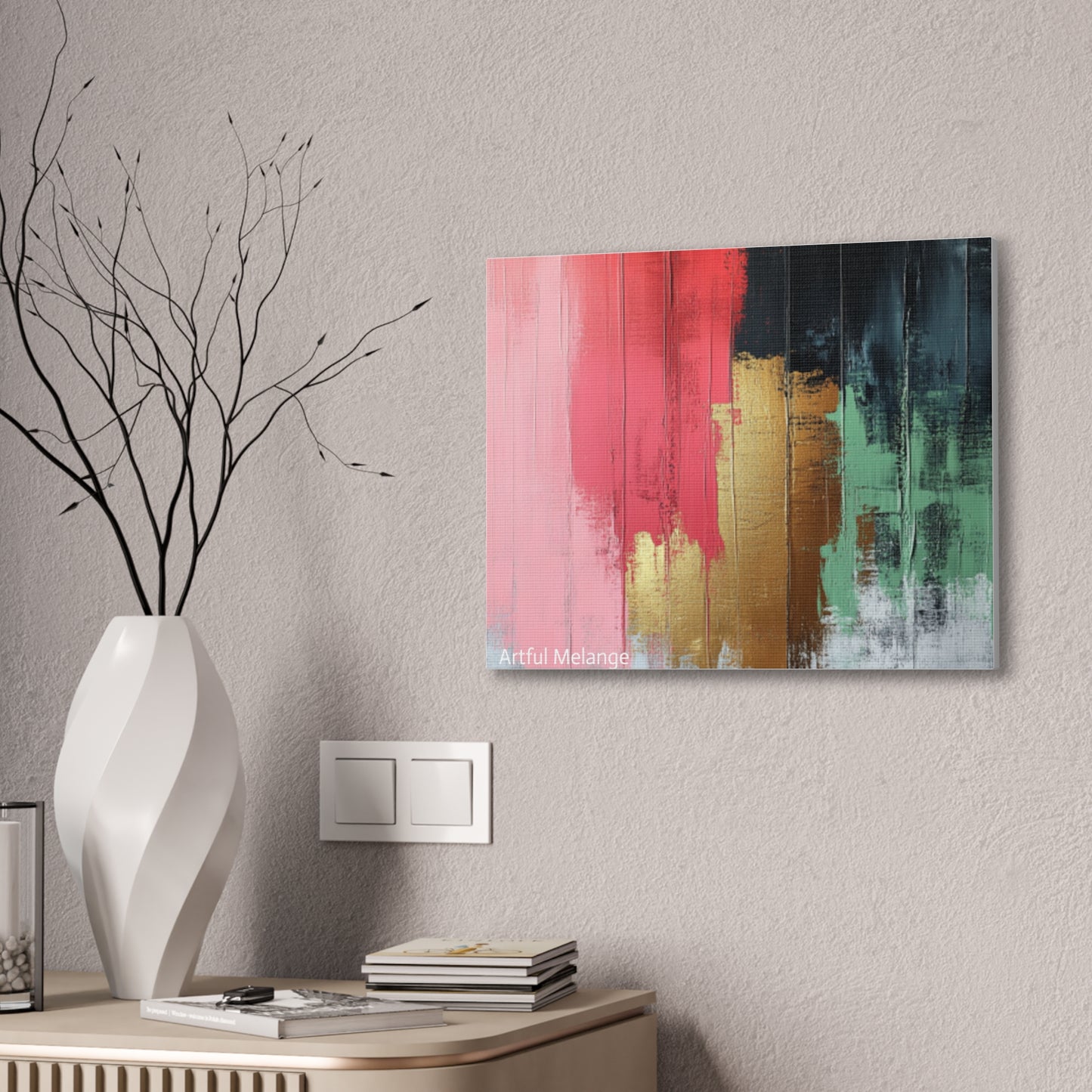 Acrylic Abstract Canvas Print - Homage to the Divine Nine/Pink Green Black and Gold 6