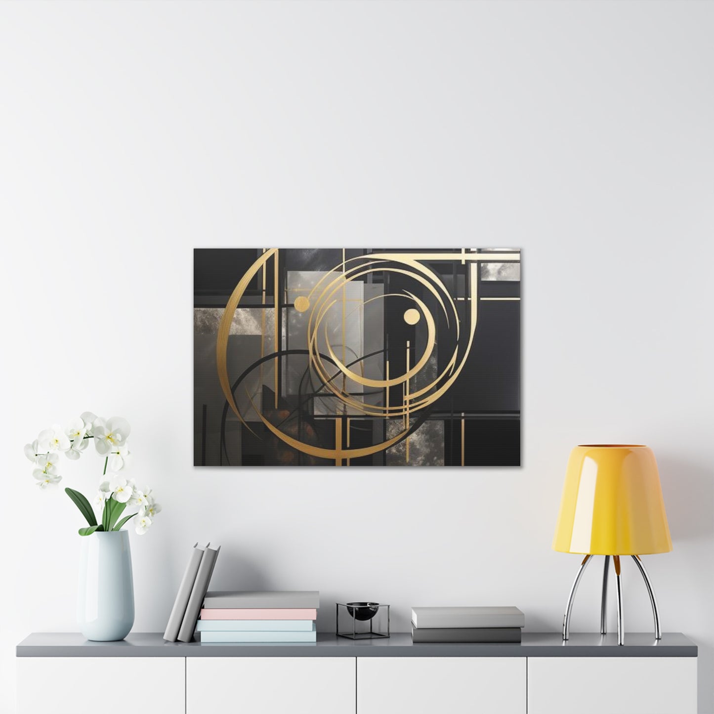 Gold and Black Elegance: A Symphony of Sophistication Canvas Print