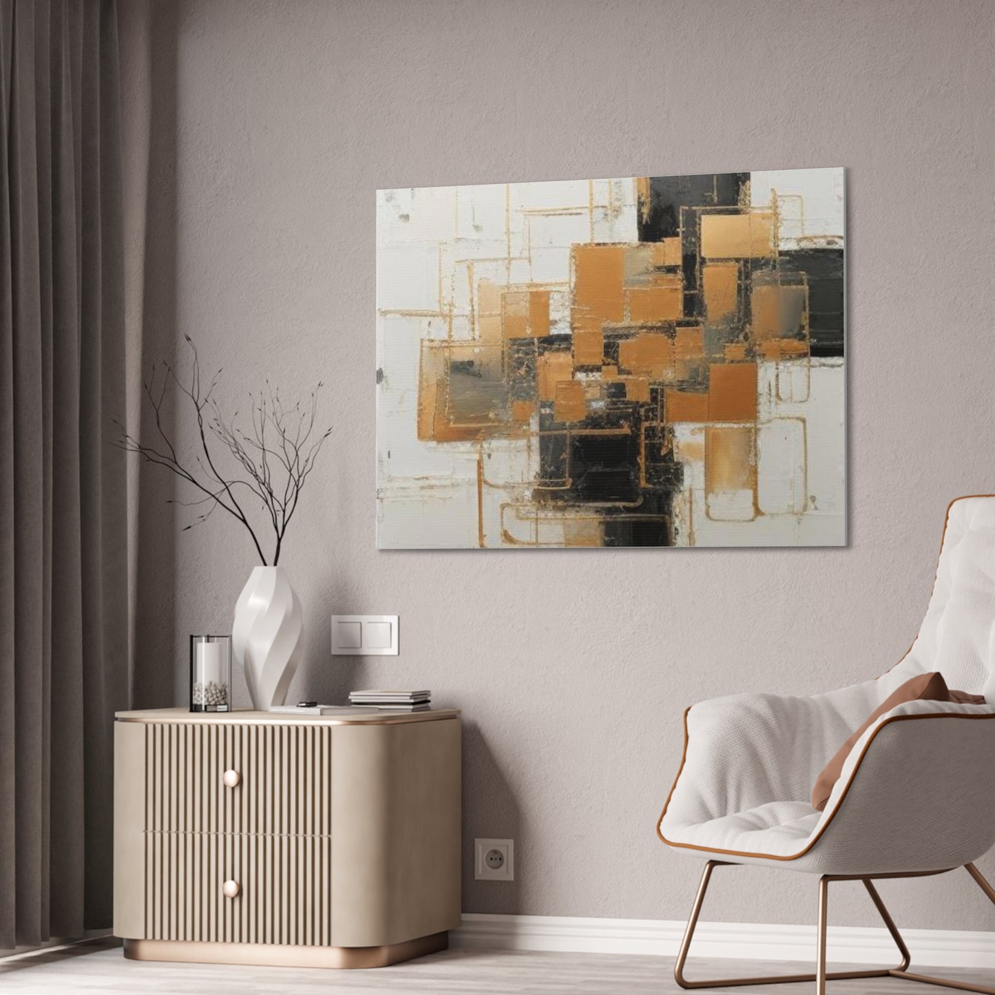 Gold and Black Elegance: A Symphony of Sophistication Canvas Print