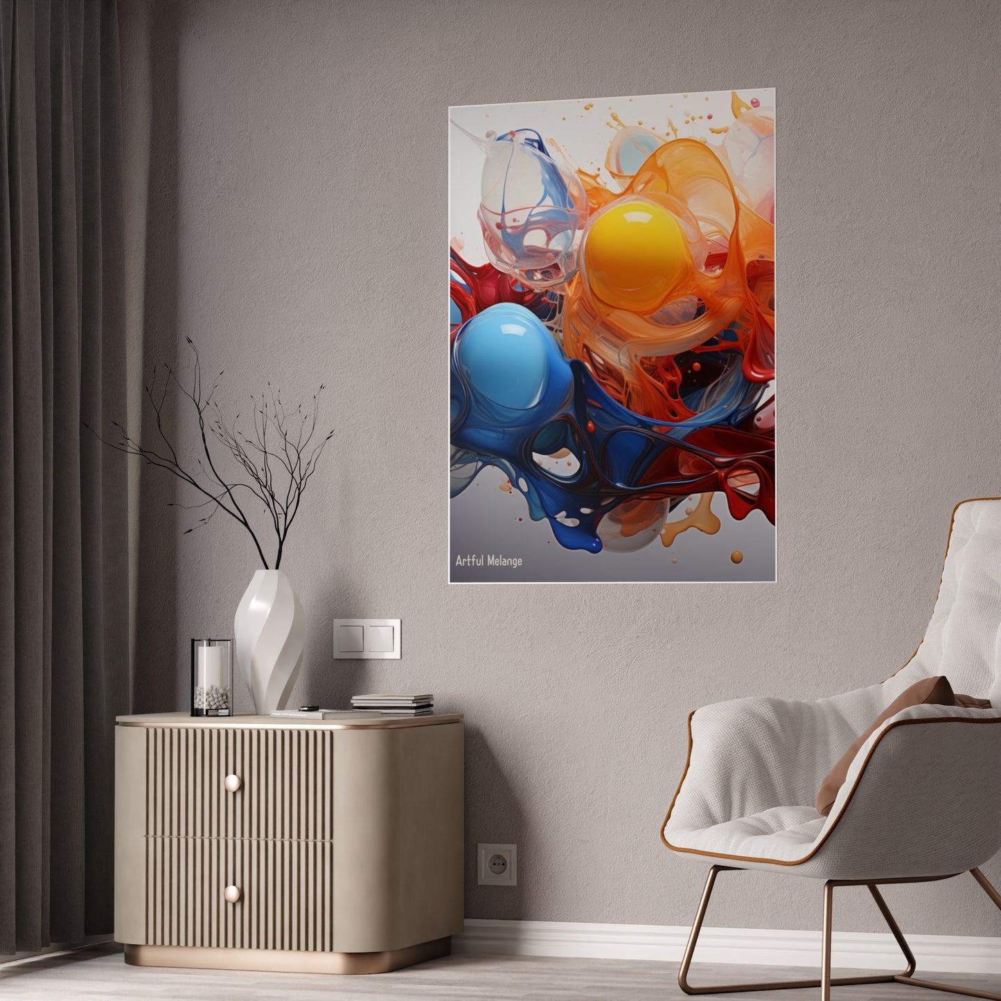 Gleaming   Acrylic Abstract Poster: A Spectrum of Colorful Elegance