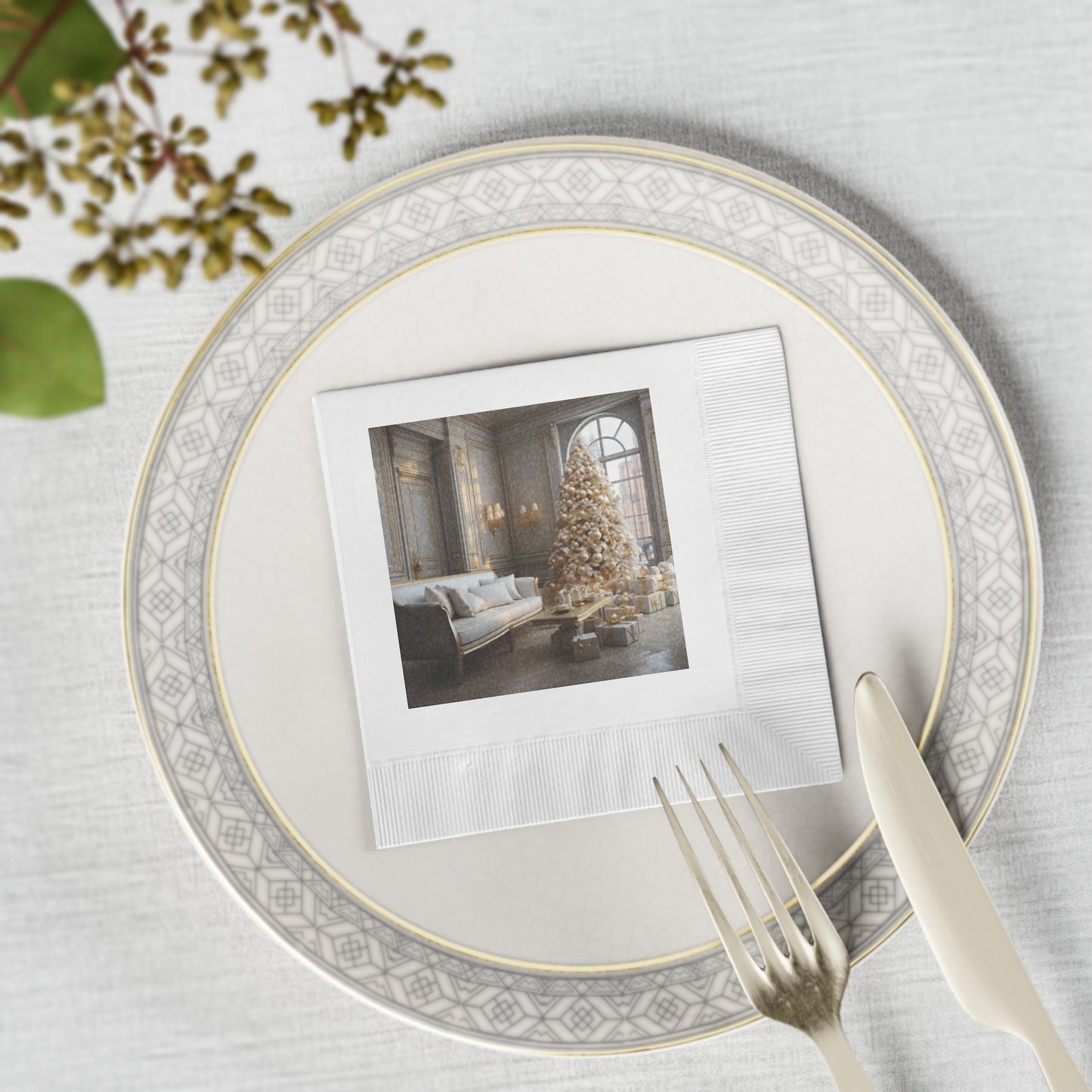 Elegance in Gold and White Holiday Napkin Set