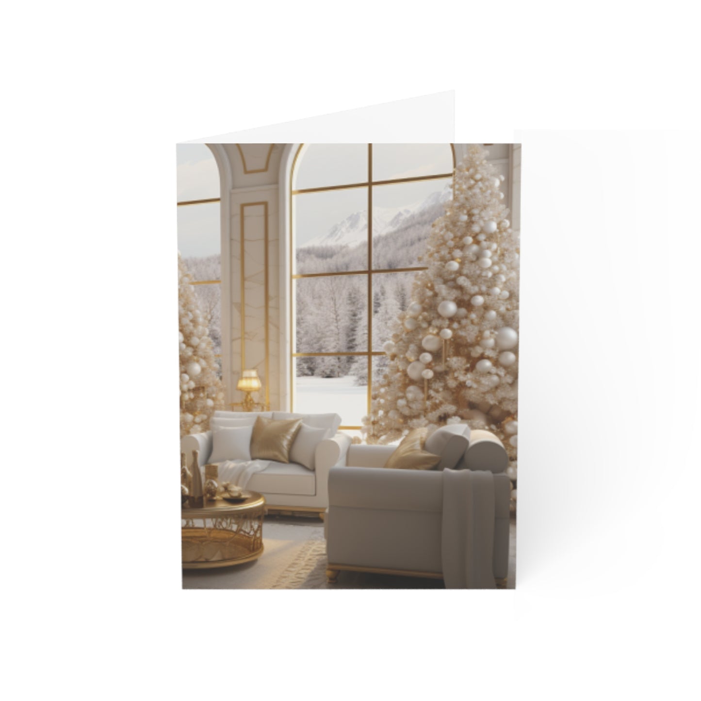 Elegance in Gold & White Christmas Notecards (1, 10, 30, and 50pcs)