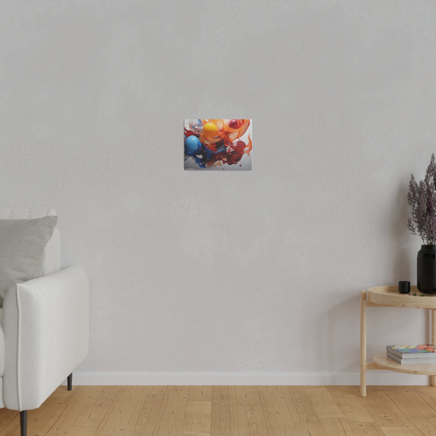 Colorful Balloon-Inspired Matt Canvas Print with Sweeping Acrylic Brush Strokes