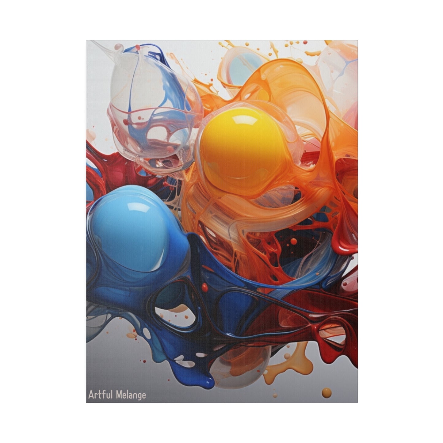 Colorful Balloon-Inspired Matt Canvas Print with Sweeping Acrylic Brush Strokes