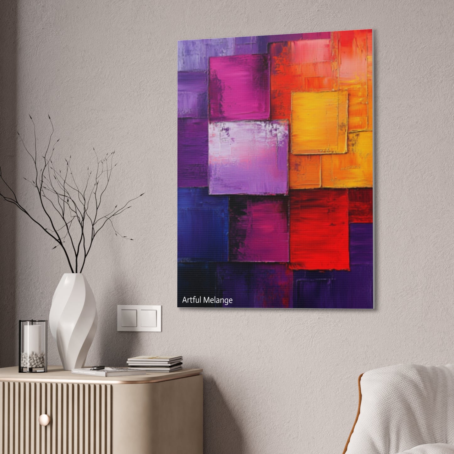 Acrylic Abstract Canvas Print - Homage to the Divine Nine/Red White Purple and Gold 8