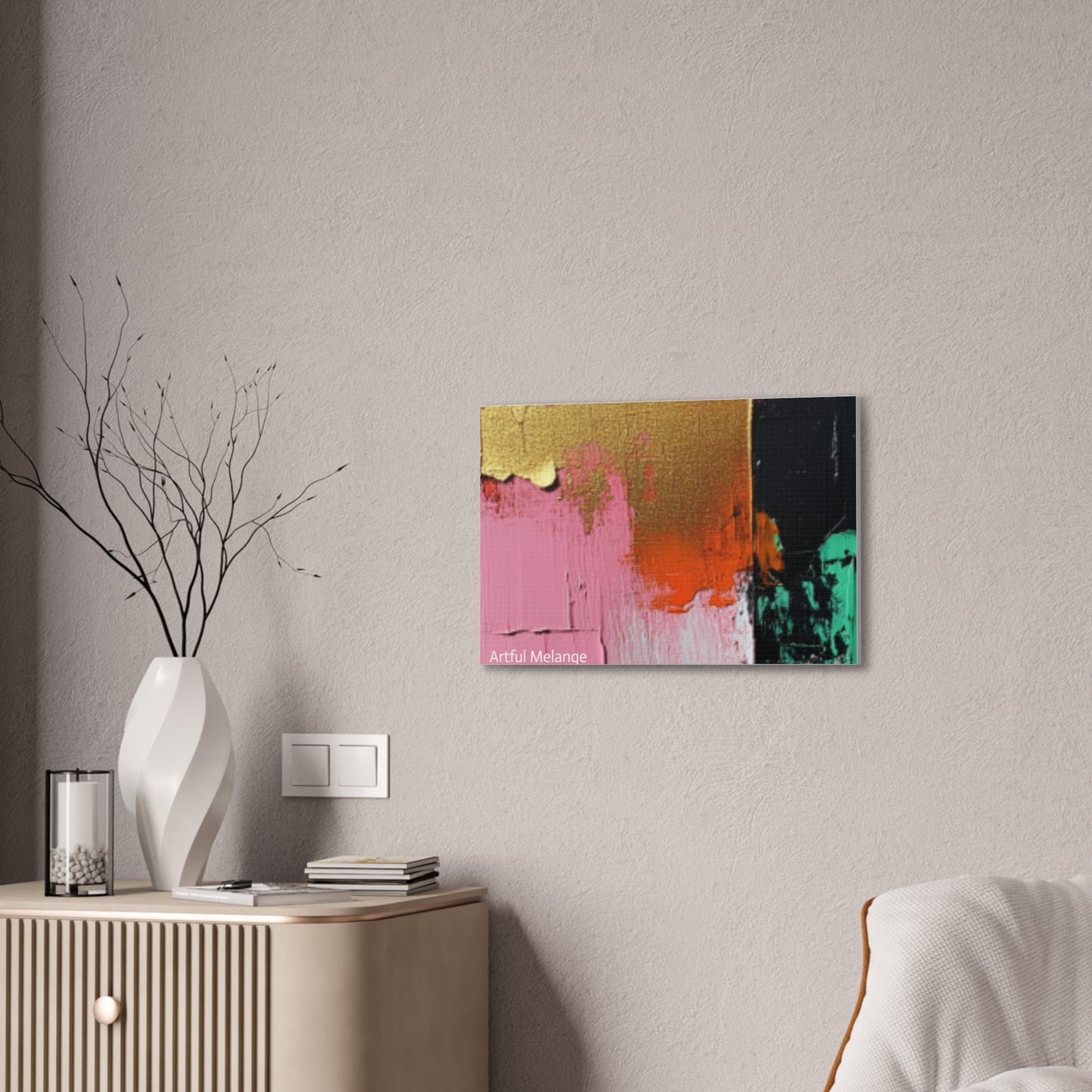 Acrylic Abstract Canvas Print - Homage to the Divine Nine/Pink Green Black and Gold 7