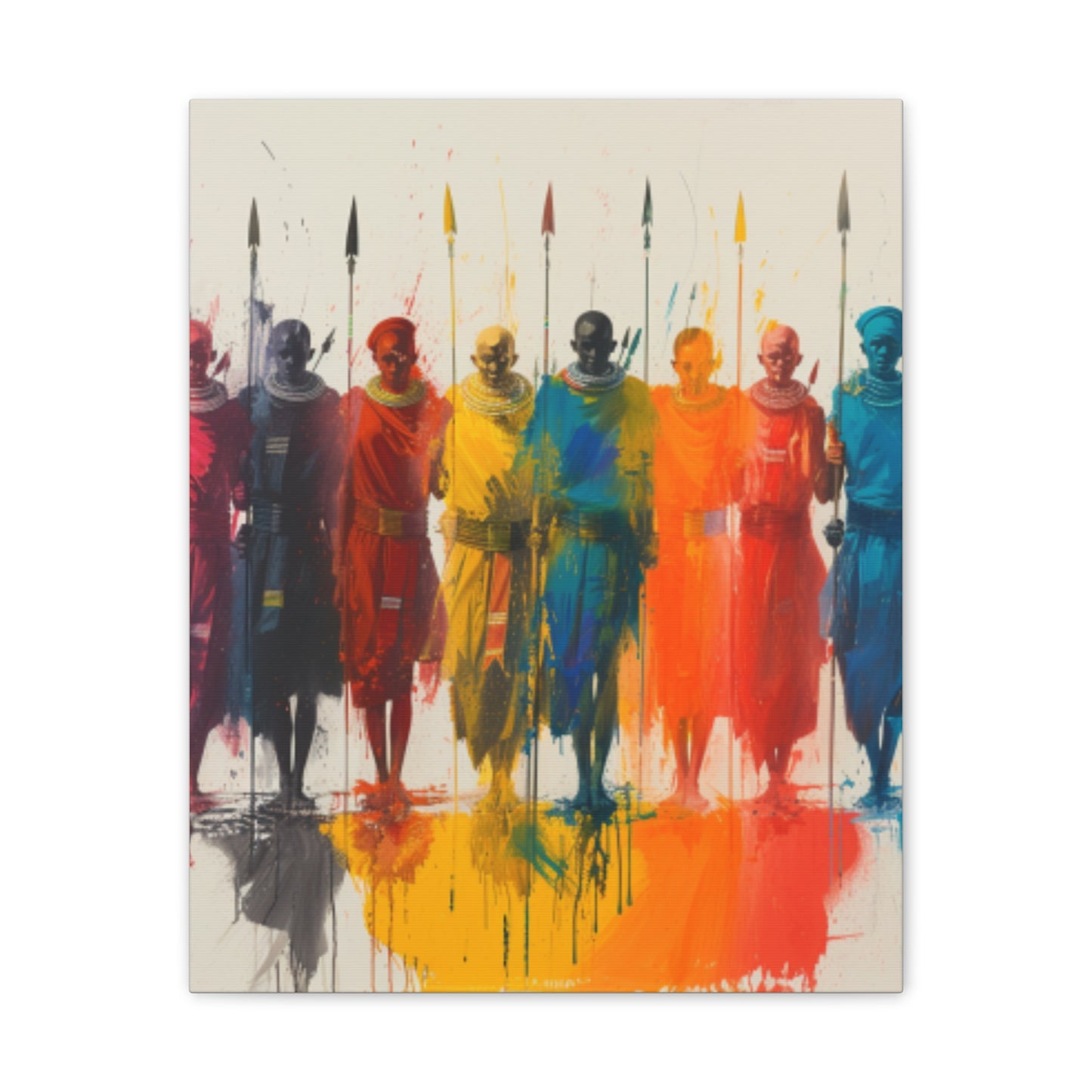 Masai Warriors Abstract Canvas Print