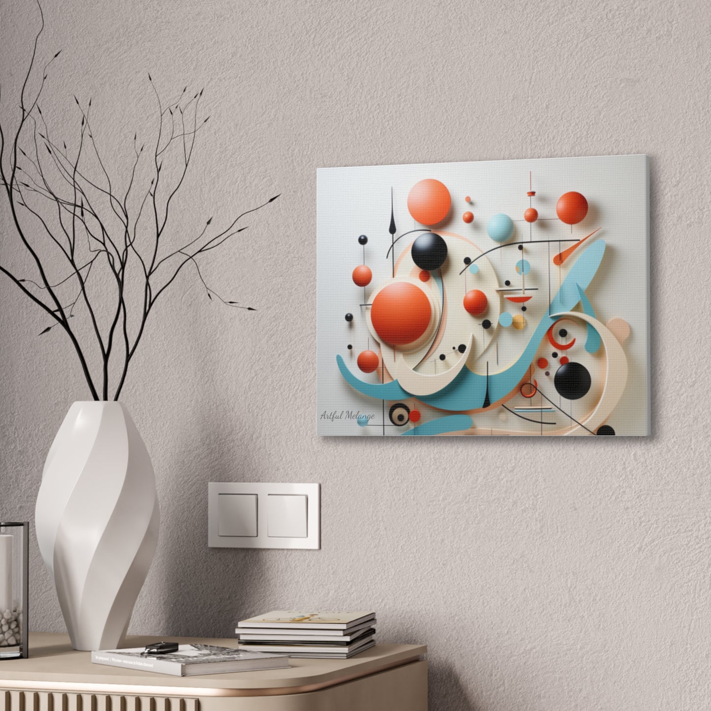 Harmony in Cyan and Peach- Graphic Print