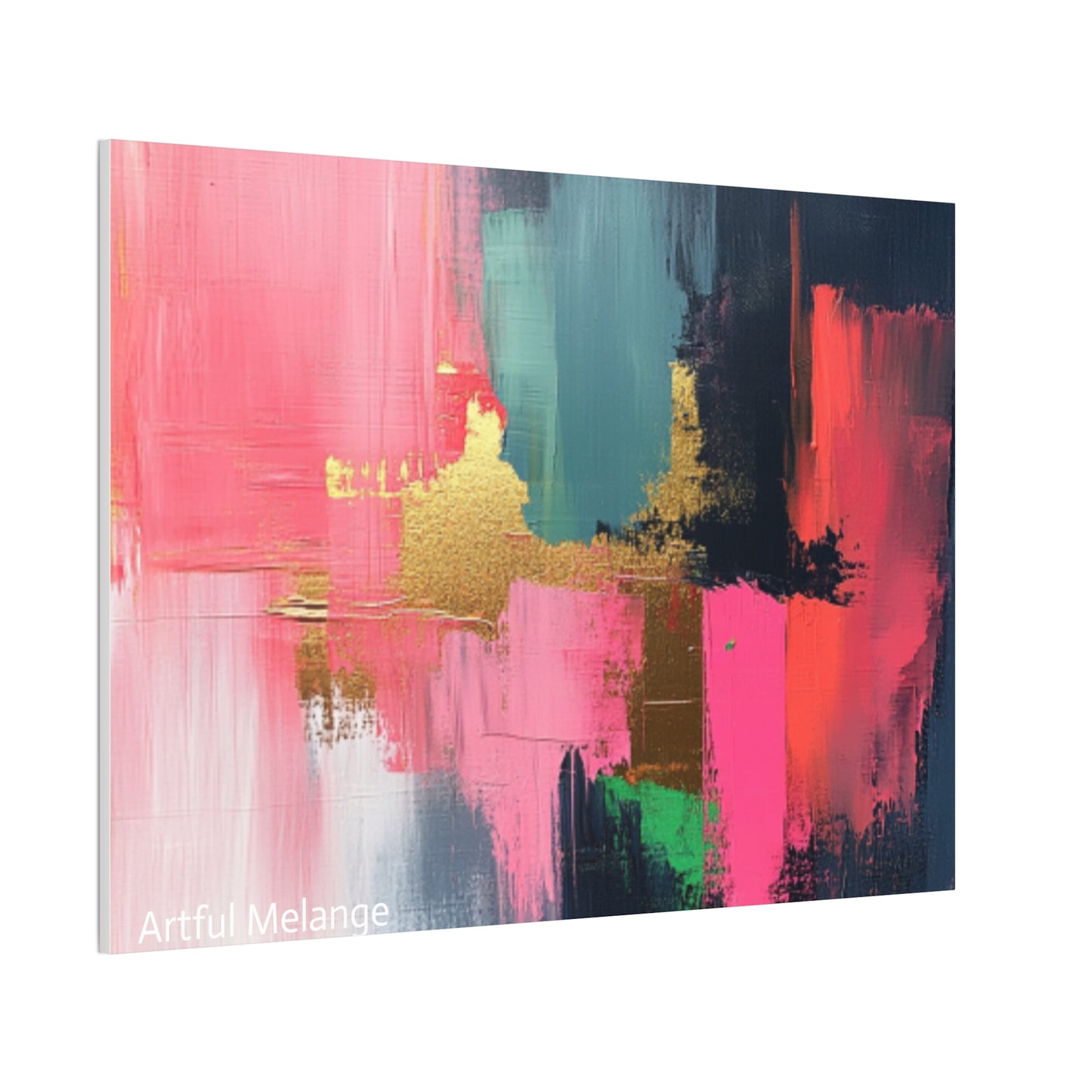 Acrylic Abstract Canvas Print - Homage to the Divine Nine/Pink Green Black and Gold 5