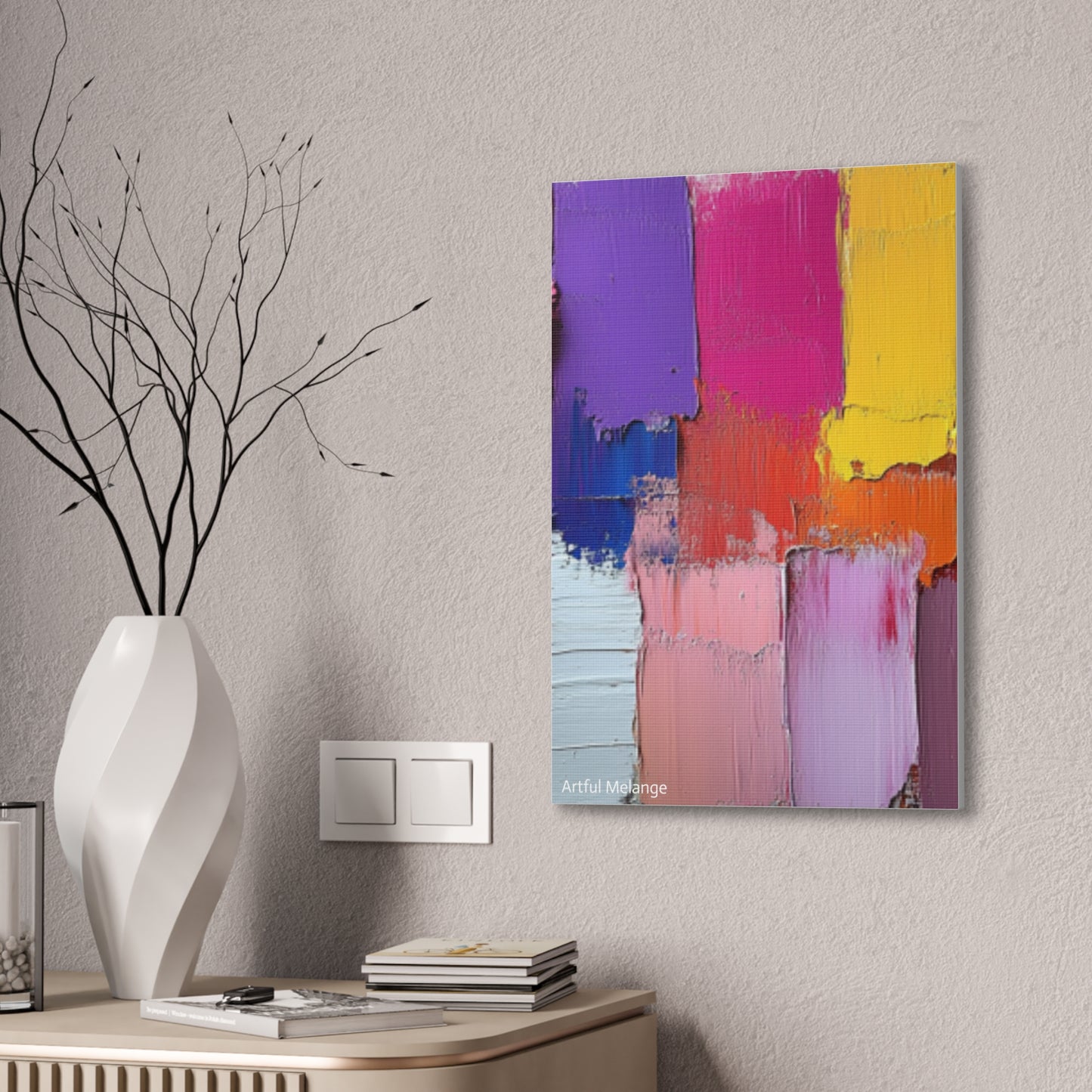 Acrylic Abstract Canvas Print - Homage to the Divine Nine/Gold Purple Pink and Green 4