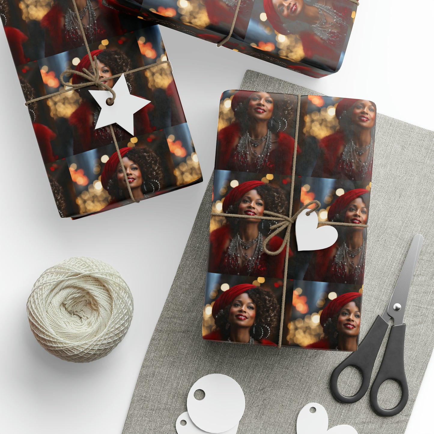 Afro-Centric Queen Claus Holiday Wrapping Paper - Dark & Rich Textured Design