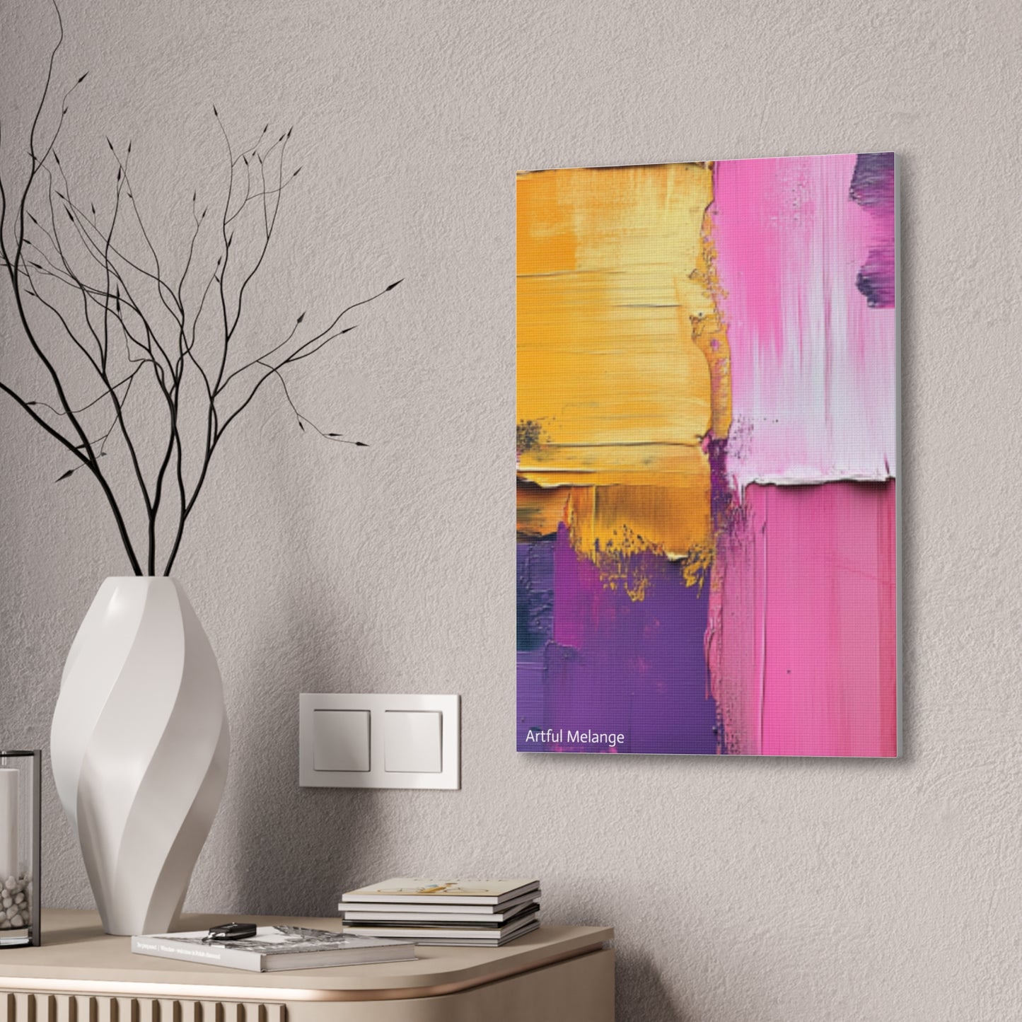 Acrylic Abstract Canvas Print - Homage to the Divine Nine/Gold Purple Pink and Green 5