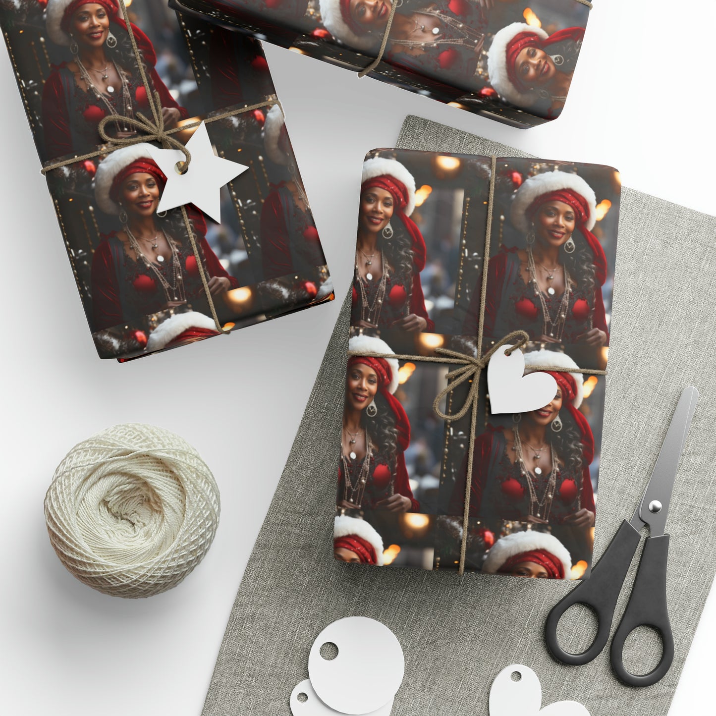 Afro-Centric Queen Claus Holiday Wrapping Paper - Dark & Rich Textured Design