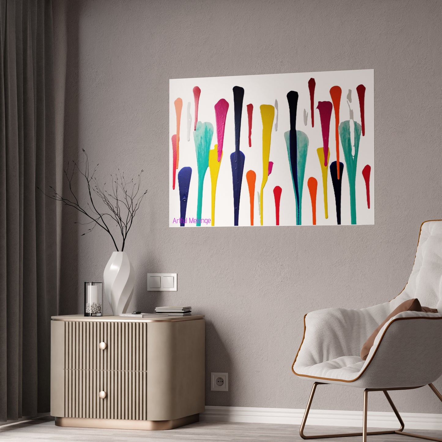 Gleaming Acrylic Abstract Poster: A Spectrum of Colorful Elegance