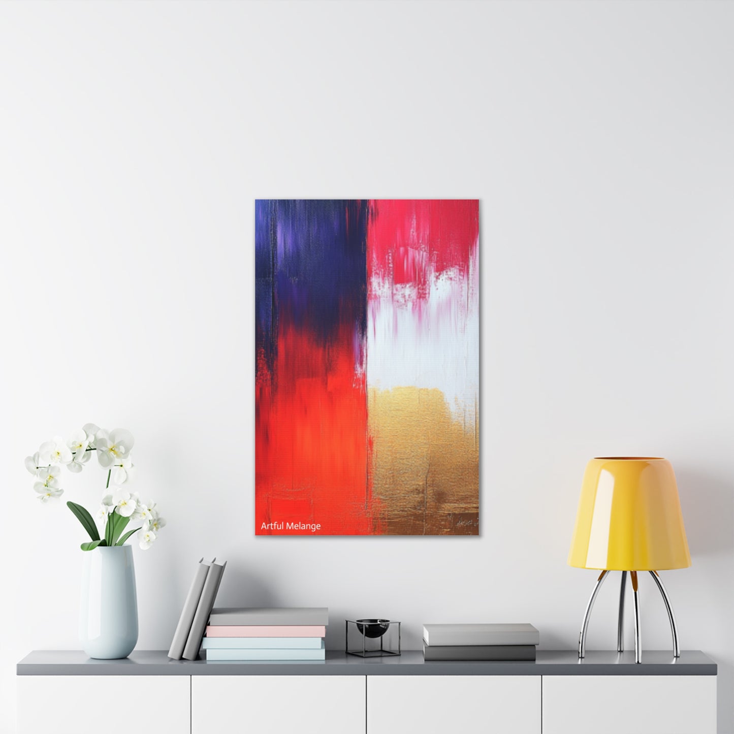 Acrylic Abstract Canvas Print - Homage to the Divine Nine/Red White Purple and Gold 2