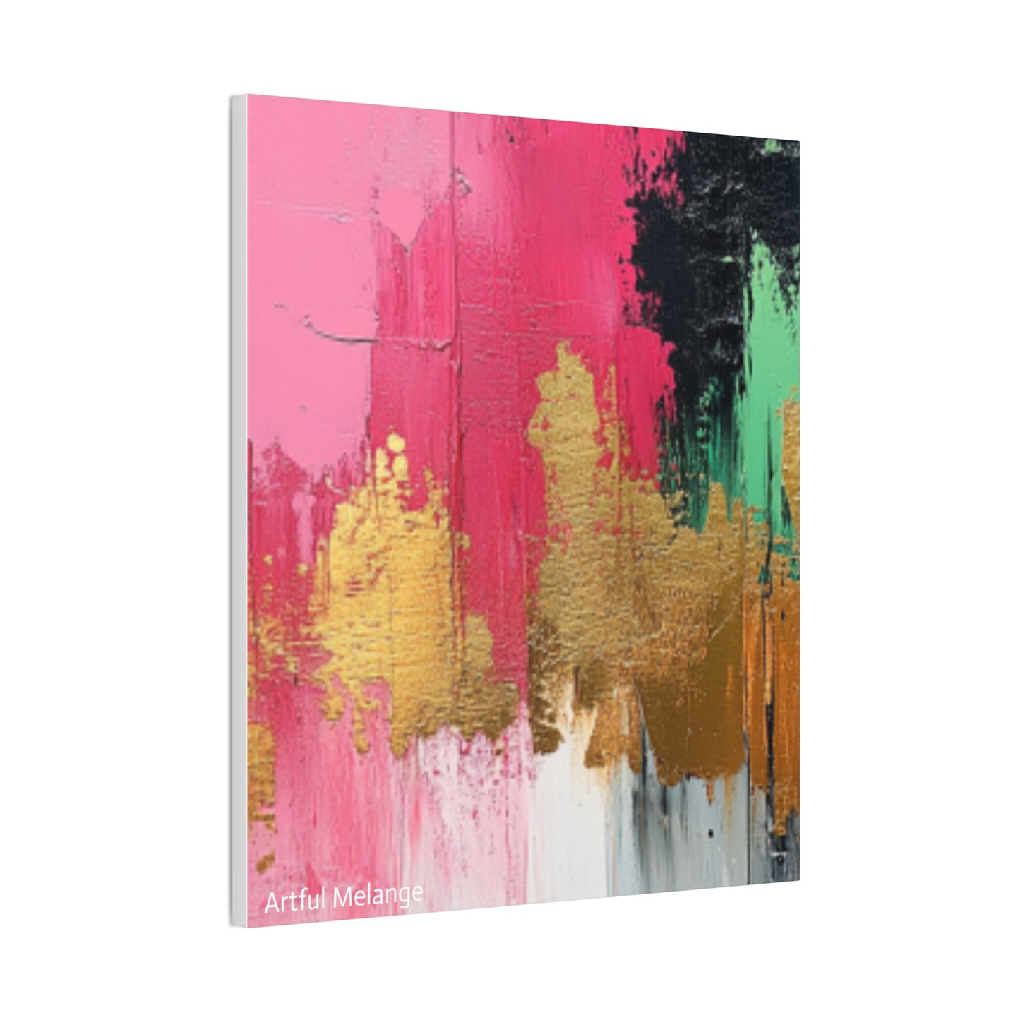 Acrylic Abstract Canvas Print - Homage To The Divine Nine/Pink Green Black and Gold 8