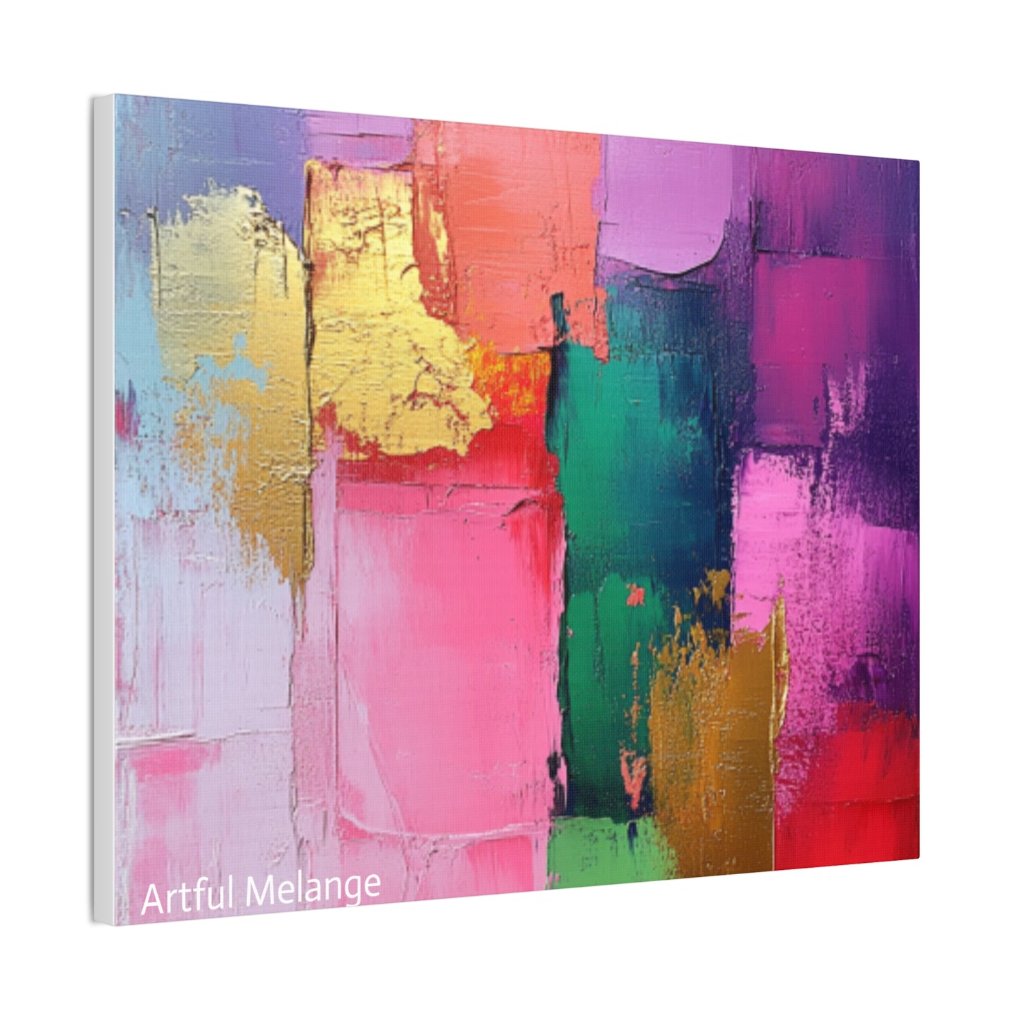 Acrylic Abstract Canvas Print - Homage to the Divine Nine/Pink Green Purple and Gold 1