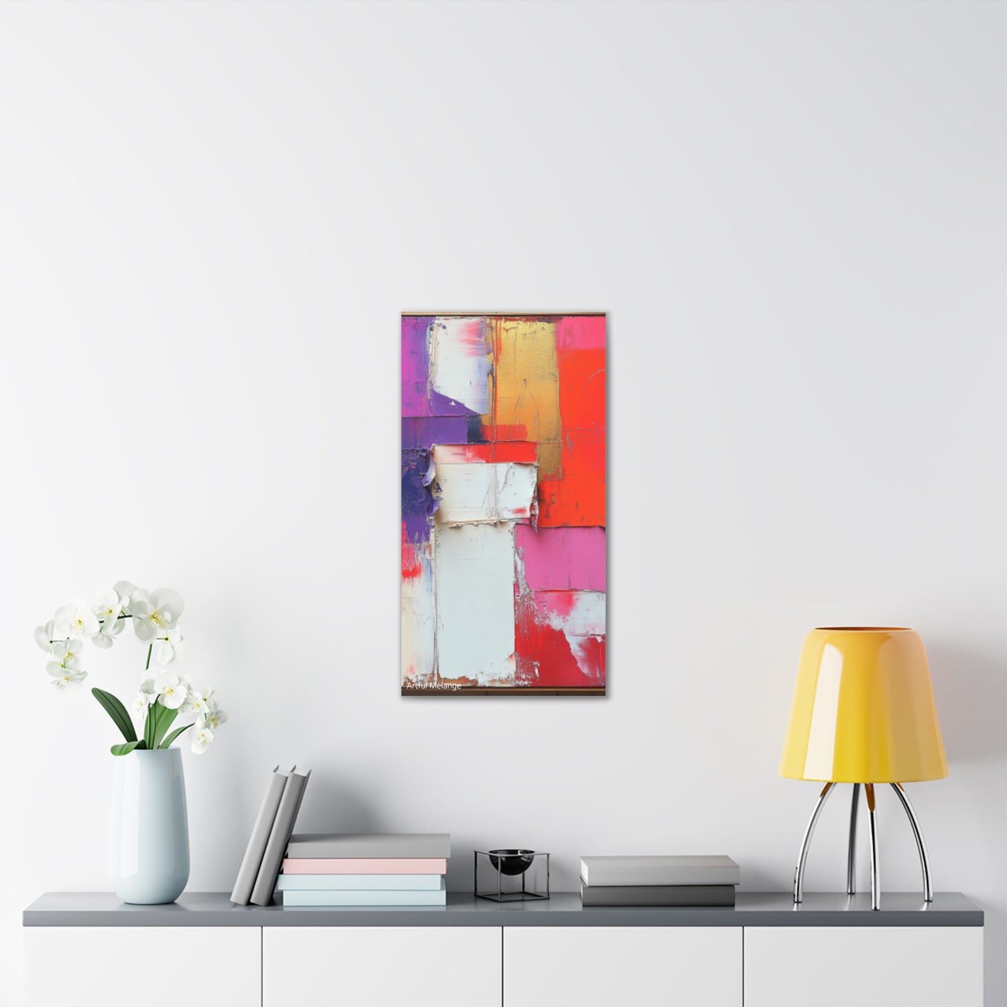 Acrylic Abstract Canvas Print - Homage to the Divine Nine/Red White Purple and Gold 1