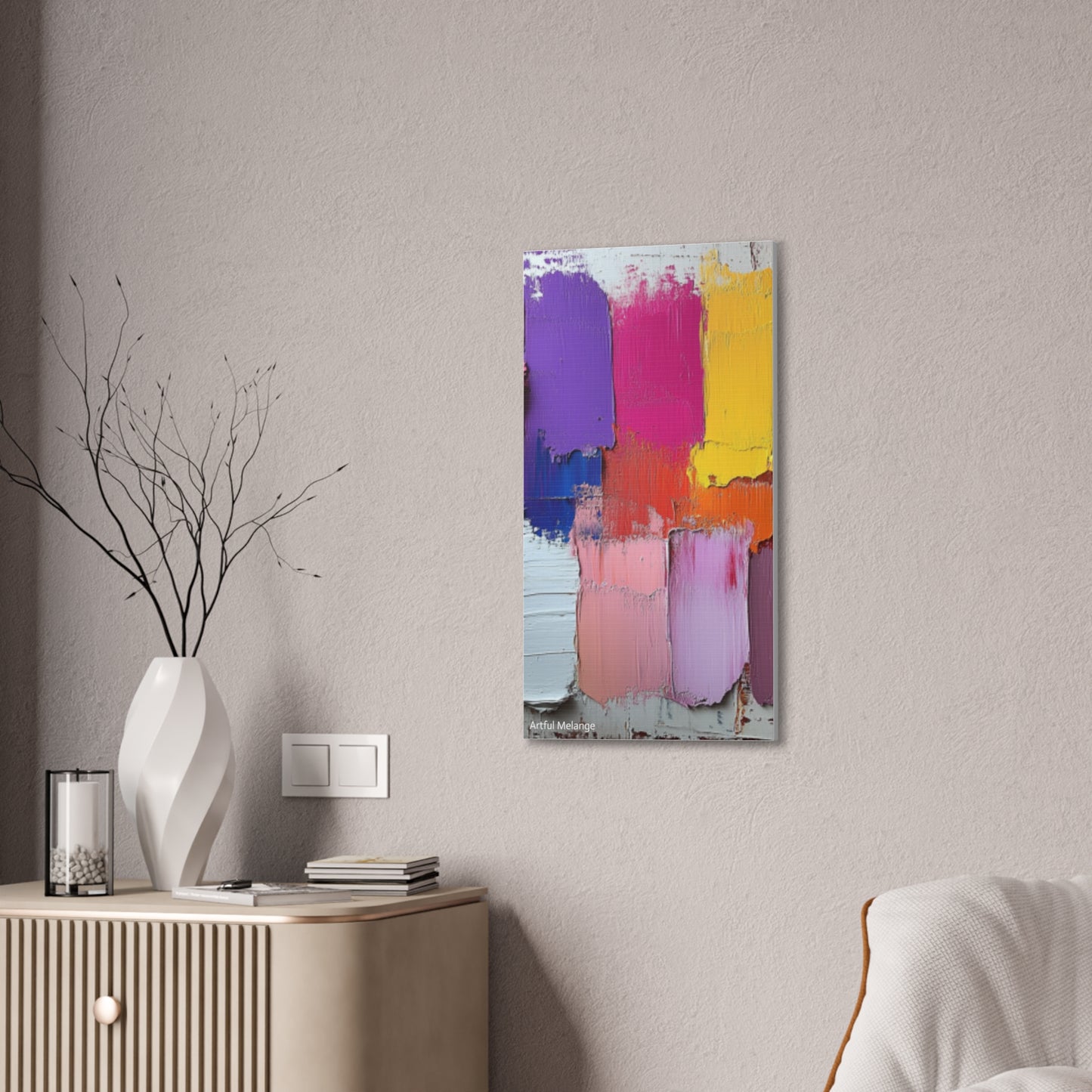 Acrylic Abstract Canvas Print - Homage to the Divine Nine/Gold Purple Pink and Green 4