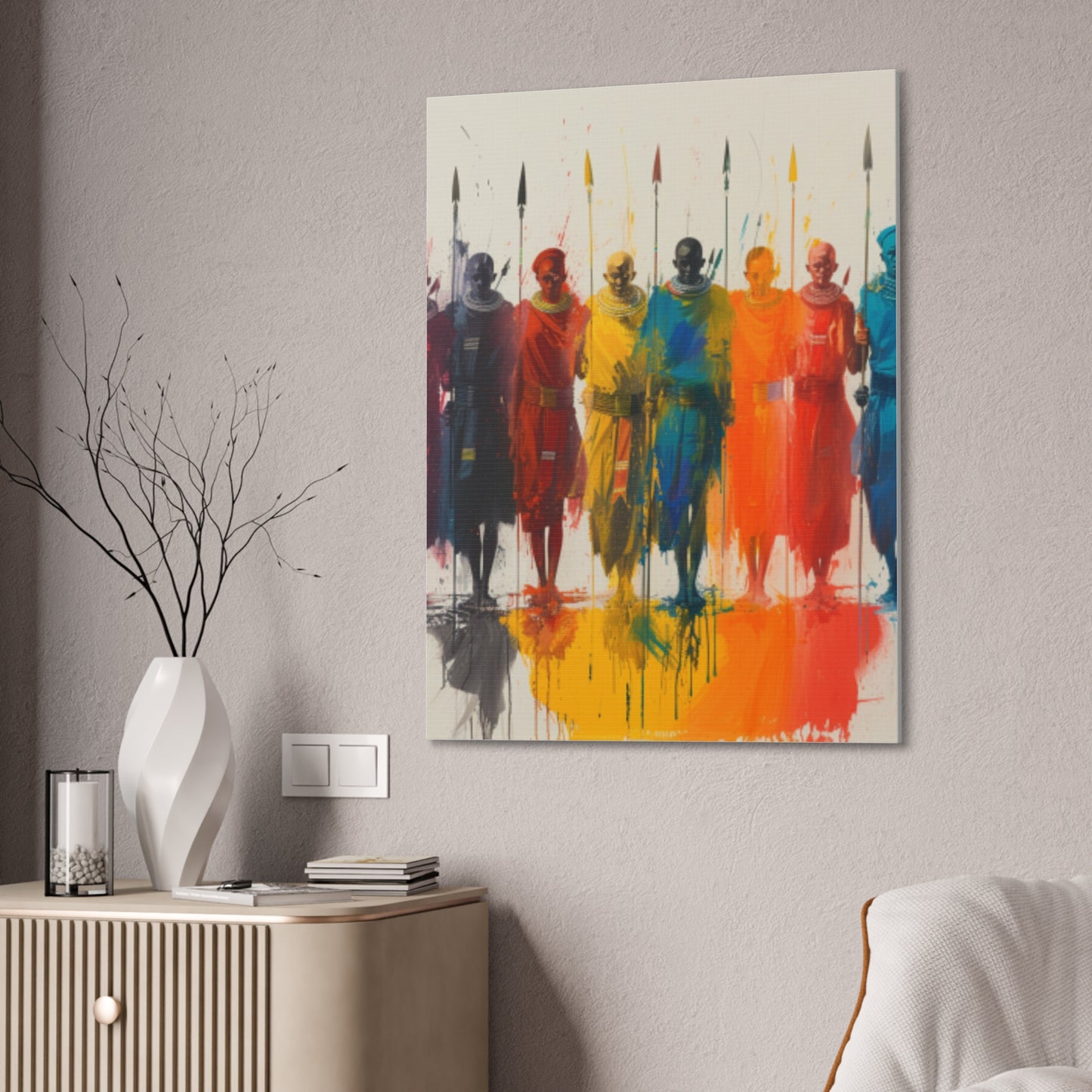 Masai Warriors Abstract Canvas Print