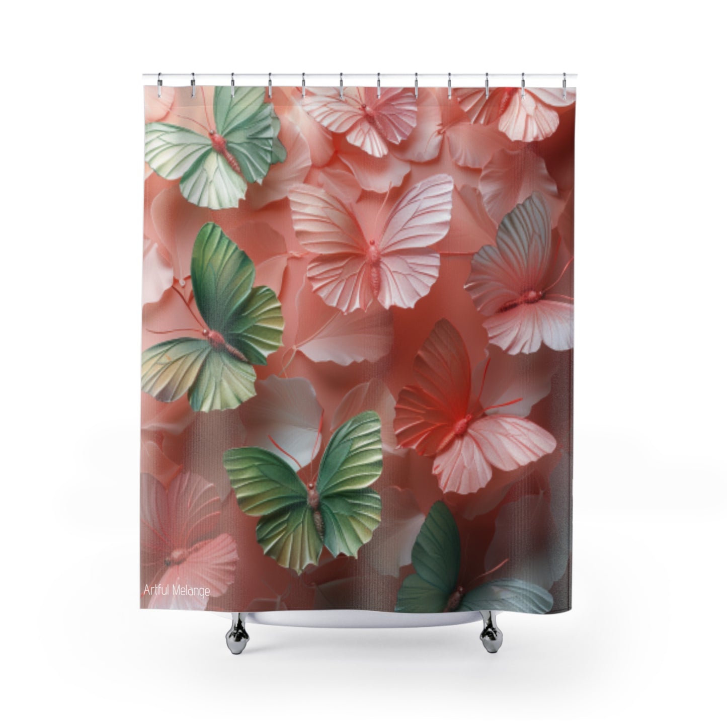 Fluttering Splendor Butterfly Shower Curtains