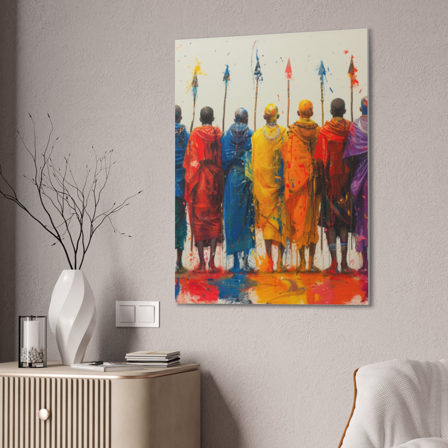 Masai Warriors Abstract Canvas Print