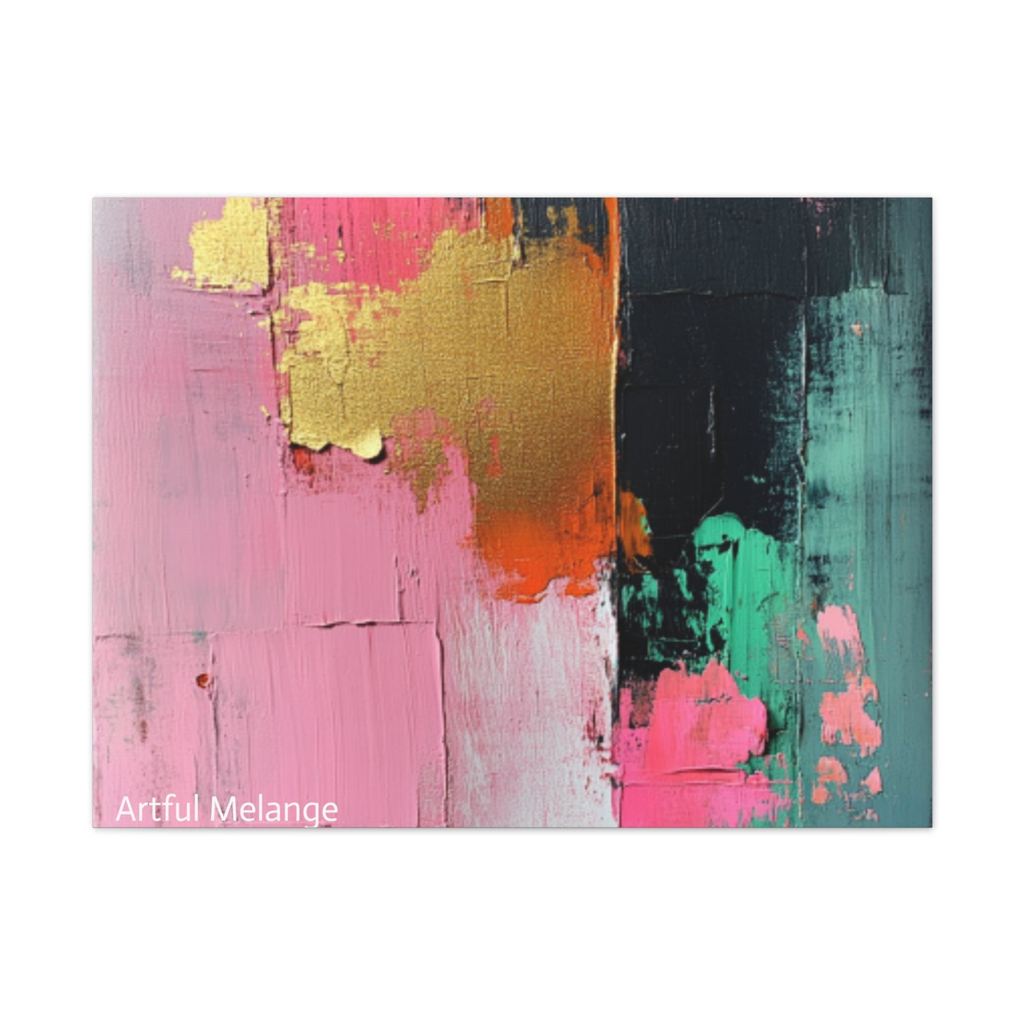 Acrylic Abstract Canvas Print - Homage to the Divine Nine/Pink Green Black and Gold 7