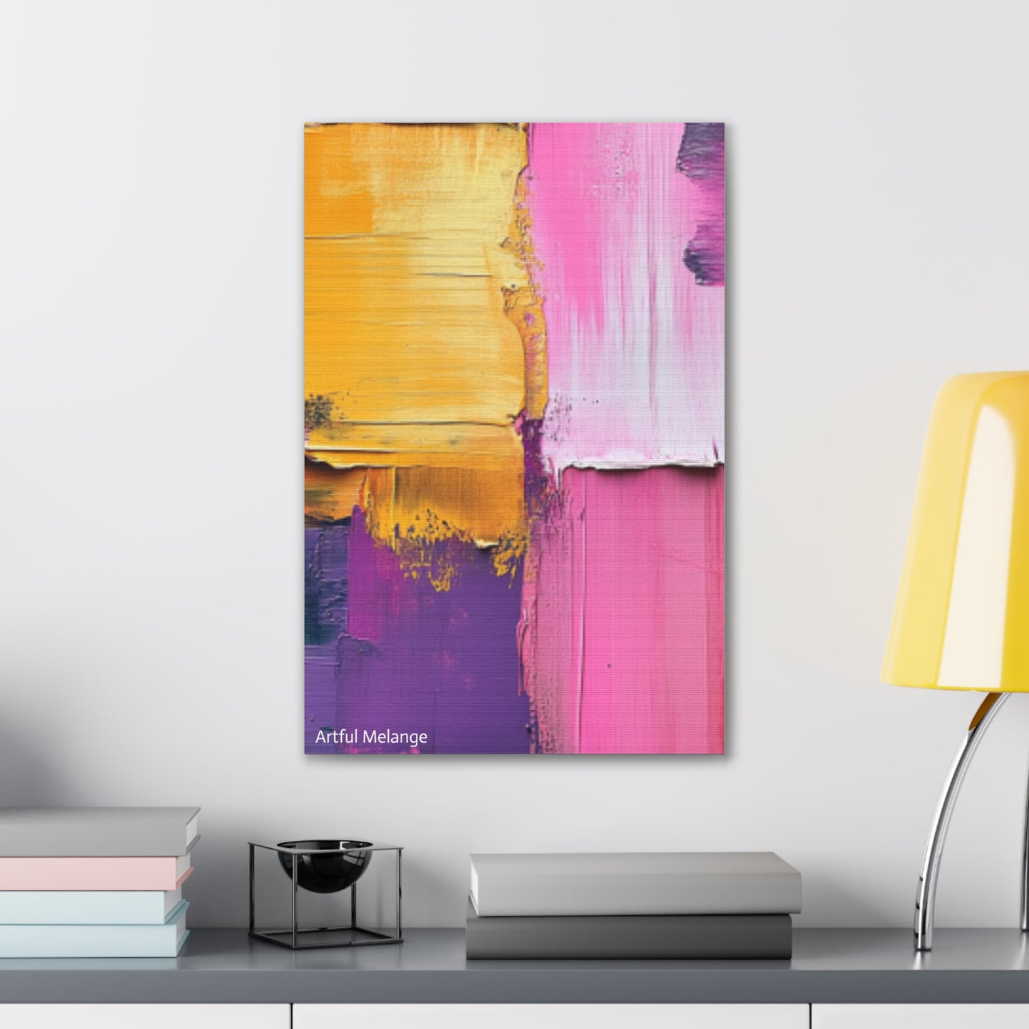 Acrylic Abstract Canvas Print - Homage to the Divine Nine/Gold Purple Pink and Green 5