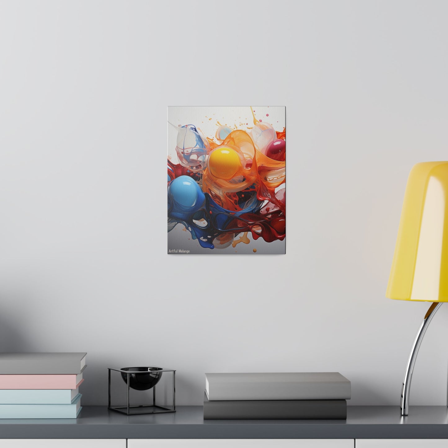 Colorful Balloon-Inspired Matt Canvas Print with Sweeping Acrylic Brush Strokes