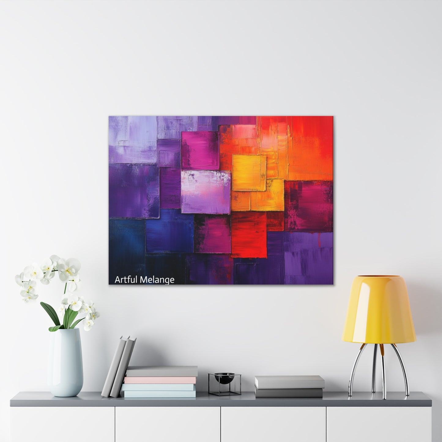 Acrylic Abstract Canvas Print - Homage to the Divine Nine/Red White Purple and Gold 8