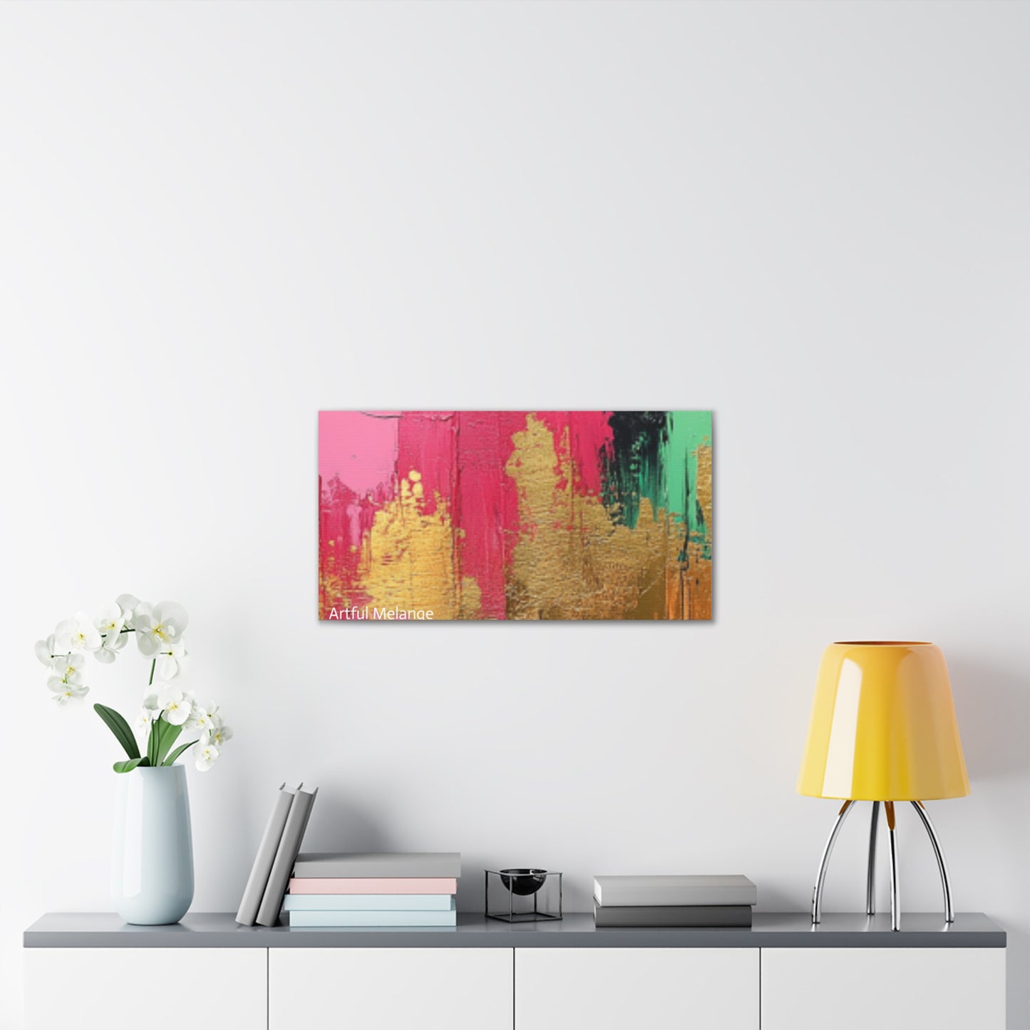 Acrylic Abstract Canvas Print - Homage To The Divine Nine/Pink Green Black and Gold 8