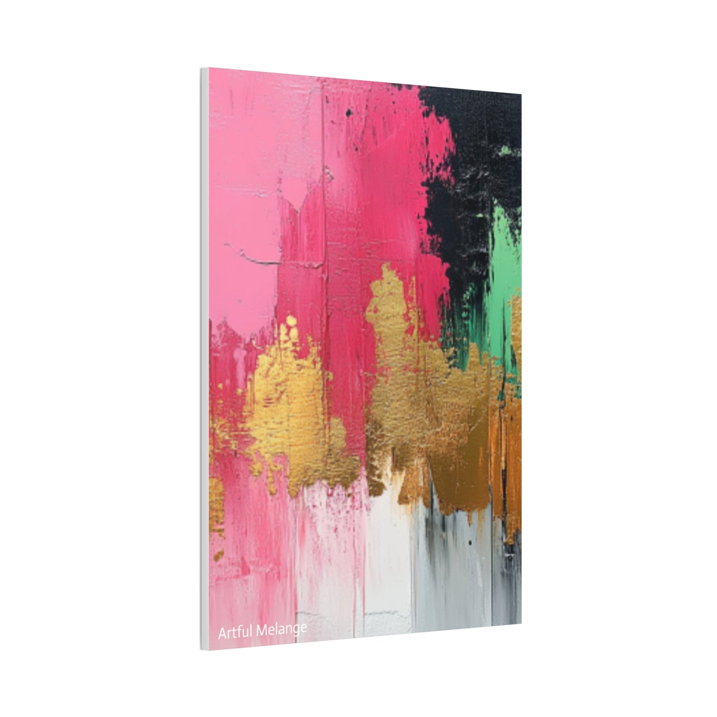 Acrylic Abstract Canvas Print - Homage To The Divine Nine/Pink Green Black and Gold 8