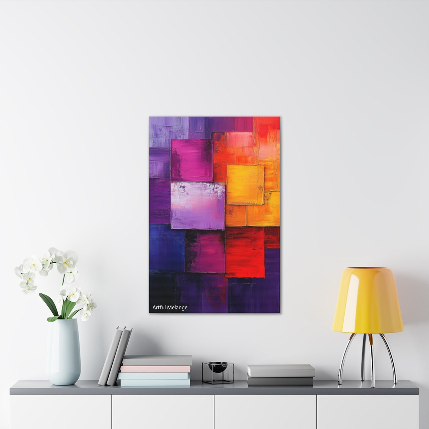 Acrylic Abstract Canvas Print - Homage to the Divine Nine/Red White Purple and Gold 8