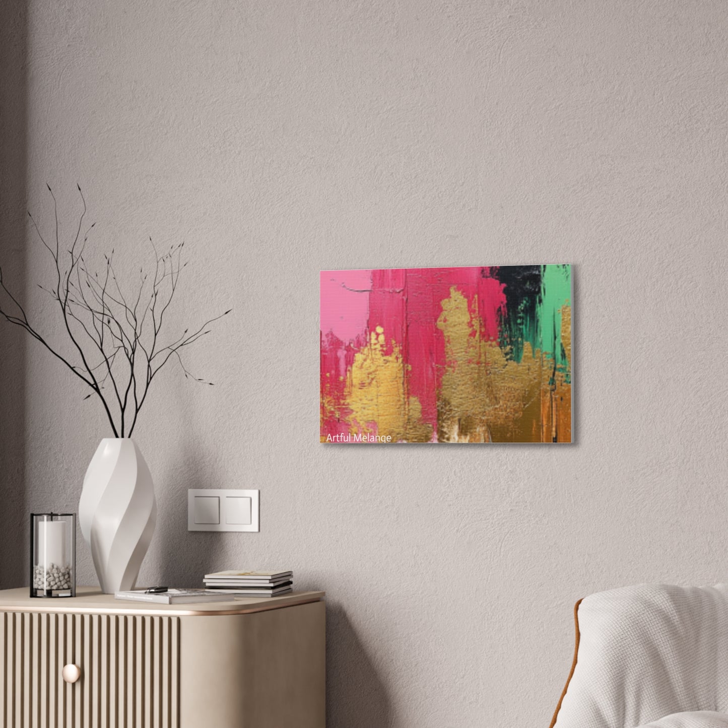 Acrylic Abstract Canvas Print - Homage To The Divine Nine/Pink Green Black and Gold 8