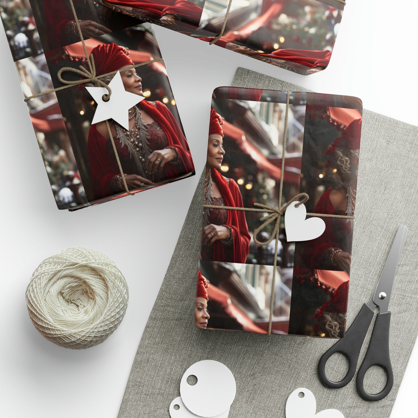 Afro-Centric Queen Claus Holiday Wrapping Paper - Dark & Rich Textured Design